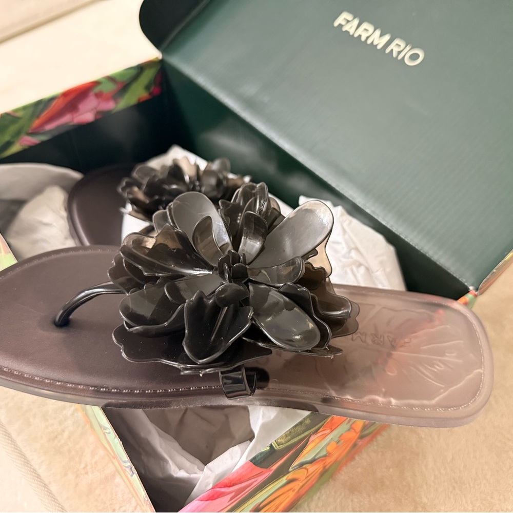 FARM Rio Black Floral Sandals - Picture 5 of 6